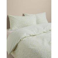M&S Cotton Blend Sprig Bedding Set Green Mix