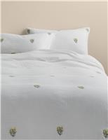 M&S Pure Cotton Muslin Floral Sprig Bedding Set Yellow Mix