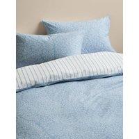 M&S Cotton Rich Coral Printed Bedding Set Blue Mix