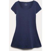 M&S Cotton Rich Lace Trim Dress (6-16 Yrs) Navy