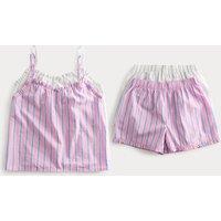 M&S 2 Pack Strappy Striped Short Pyjamas (6-16 Yrs) Pink Mix