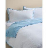 M&S Pure Cotton Muslin Reversible Bedding Set Blue Mix