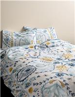 M&S Pure Cotton Coastal Suzani Bedding Set Blue Mix