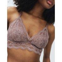M&S Jasmine Lace Non Wired Longline Bralette (A-E) Praline