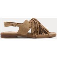 M&S Suede Fringed Block Heel Sandals Sand