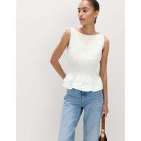 M&S Pure Cotton Shirred Top Soft White