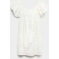 M&S Pure Cotton Puff Sleeve Mini Dress (6-16 Yrs) Ivory