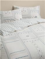 M&S Pure Cotton Coastal Tile Print Bedding Set Blue Mix
