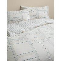 M&S Pure Cotton Coastal Tile Print Bedding Set Blue Mix