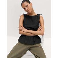 M&S Pure Cotton Shirred Top Black