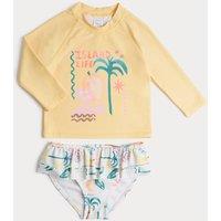 M&S 2 Piece Island Life Swim Set (2-8 Yrs) Yellow Mix