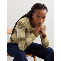 JAEGER Pure Merino Wool Striped Jumper Green Mix