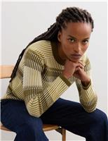 JAEGER Pure Merino Wool Striped Jumper Green Mix
