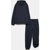 M&S 2 Piece Cotton Rich Hoodie & Joggers Set (6-16 Yrs) Navy