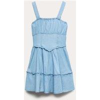 M&S Checked Mini Dress (6-16 Yrs) Light Denim
