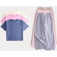 M&S 3 Pack Pure Cotton Checked Pyjama Sets (6-16 Years) Pink Mix
