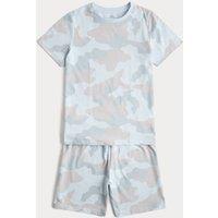 M&S Camouflage Patterned Short Pyjamas (1-16 Yrs) Grey