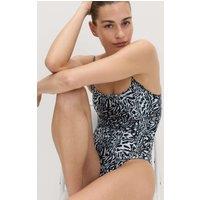 M&S Printed Scoop Neck Swimsuit Ivory Mix