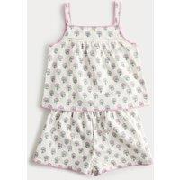 M&S Pure Cotton Flower Print Pyjamas (1-8 Yrs) Ecru Mix