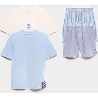 M&S 2 Pack Striped Pyjama Sets (6-16 Yrs) Blue