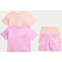 M&S 2 Pack Graphic Short Pyjama Sets (1-8 Yrs) Pink Mix