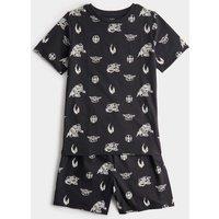 M&S Pure Cotton Disney Mandalorian Short Pyjamas (6-16 Yrs) Charcoal