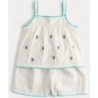 M&S Pure Cotton Embroidered Short Pyjamas (1-8 Yrs) Ecru
