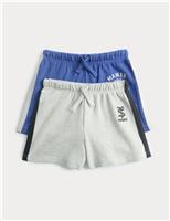 M&S 2 Pack Cotton Rich Pyjama Shorts (1-16 Yrs) Blue