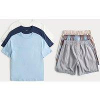 M&S 3 Pack Cotton Rich Short Pyjama Set (6-16 Yrs) Blue
