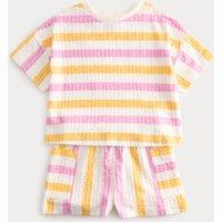 M&S Pure Cotton Striped Short Pyjamas (1-8 Yrs) Pink Mix