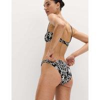 M&S Printed High Leg Bikini Bottoms Black Mix