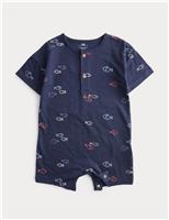 Pure Cotton Jersey Navy Fish Romper (0-3 Yrs)
