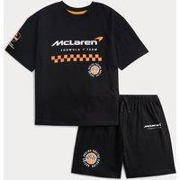 M&S Pure Cotton McLaren Short Pyjamas (6-16 Yrs) Black