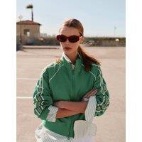 M&S Cotton Rich Tricot Zip Up Track Jacket Bright Green