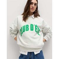 M&S Cotton Rich Slogan Sweatshirt Grey Mix
