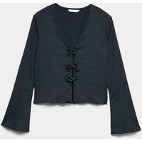 M&S Jersey Tie Up Cardigan (6-16 Yrs) Carbon