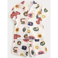 M&S Pure Cotton Patterned Short Pyjamas (1-8 Yrs) Multi