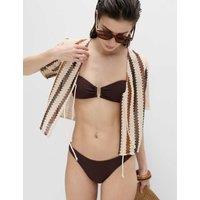 M&S Textured High Leg Bikini Bottoms Peat