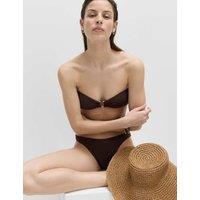 M&S U-Notch Textured Bandeau Bikini Top Peat