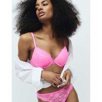 M&S Jasmine Lace Wired Plunge Bra A-E Pink Shimmer