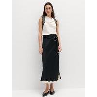 M&S Satin Lace Trim Midi Slip Skirt Black Mix