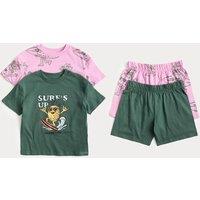 M&S 2 Pack Surf Graphic Pyjama Sets (1-8 Yrs) Green Mix