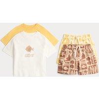 M&S 2 Pack Pure Cotton Fish Pyjamas (1-8 Yrs) Yellow Mix