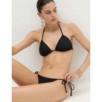 M&S Trim Detail Textured Triangle Bikini Top Black