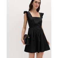 M&S Frill Detail Square Neck Mini Skater Dress Black