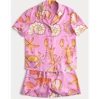 M&S Satin Shell Print Pyjamas (6-16 Yrs) Pink Mix