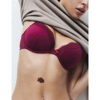 M&S Jasmine Lace Wired Demi Cup Bra A-E Dark Raspberry