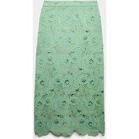 M&S Lace Cutwork Detail Midi Pencil Skirt Grass