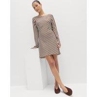 M&S Striped Long Sleeve Mini Shift Dress Chocolate Mix