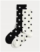 2 Pack Supersoft Spot Print Crew Socks